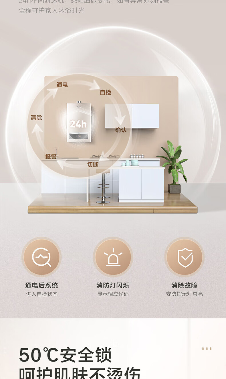 海尔（Haier）燃气热水器家用16升天然气热水器恒温强排即热式变频恒温节能JSQ30-16D11(12T)