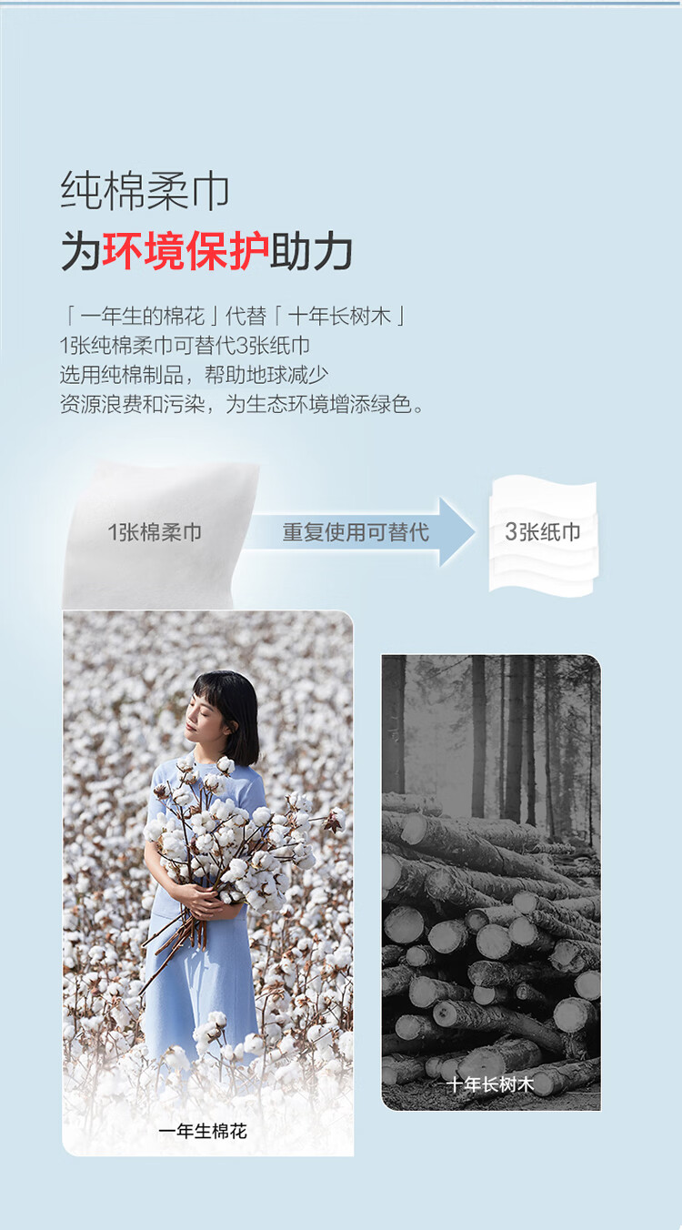 洁丽雅 毛巾MRJ426-3全棉一次性洗脸巾60抽*3包