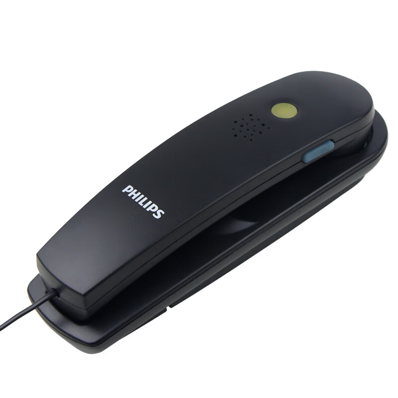 飞利浦（PHILIPS）壁挂式面包机可挂墙设计小分机办公商用酒店卫生间家用有绳固定电话机座机TD-2801 黑色