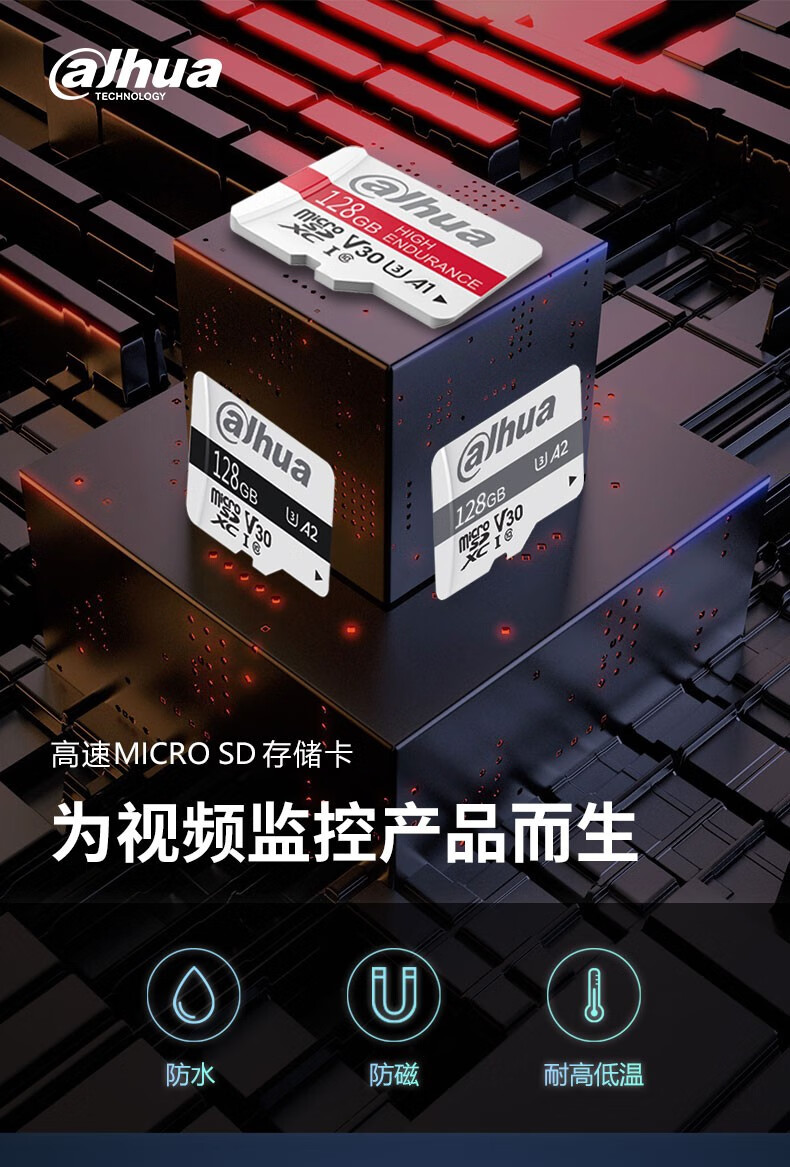 dahua大华 128GB内存卡 摄像头存储卡 视频监控专用卡 手机行车记录仪内存卡 相机TF存储卡DH-TF-P100/128GB