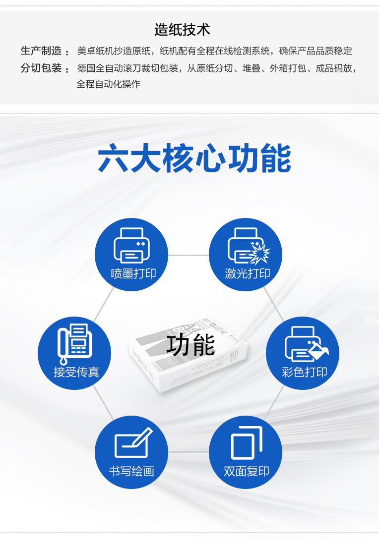晨光（M&G）蓝晨光A4 80g复印纸 打印纸500张/包 5包1箱（整箱2500张）APYVQ961