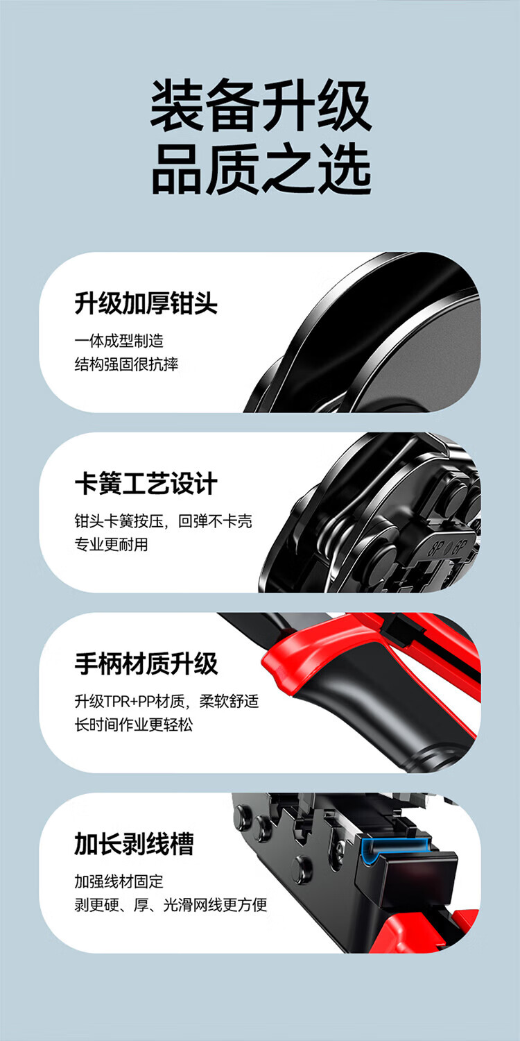 山泽(SAMZHE)网线钳 水晶头8p网络电话6p多功能压剥剪钳压接钳 压线钳 网线电话线压接工具 SZ-568