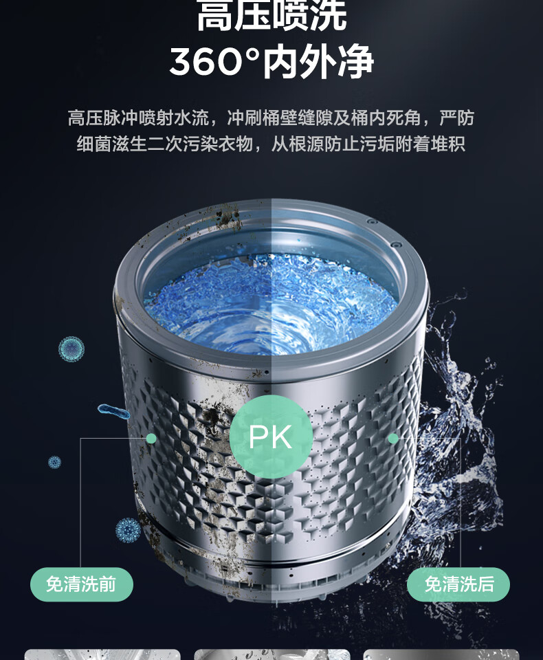 美的 Midea 波轮洗衣机全自动 8公斤立方内桶 MB80ECO1 水电双宽