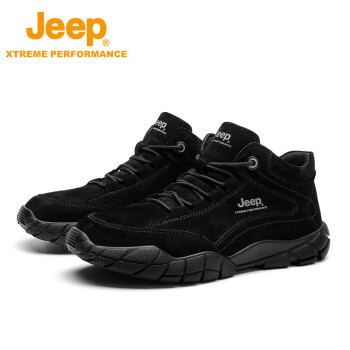 Jeep 吉普 徒步鞋男 防撞耐穿运动男鞋保暖防寒户外休闲鞋软弹登山鞋 1120 黑色 38码