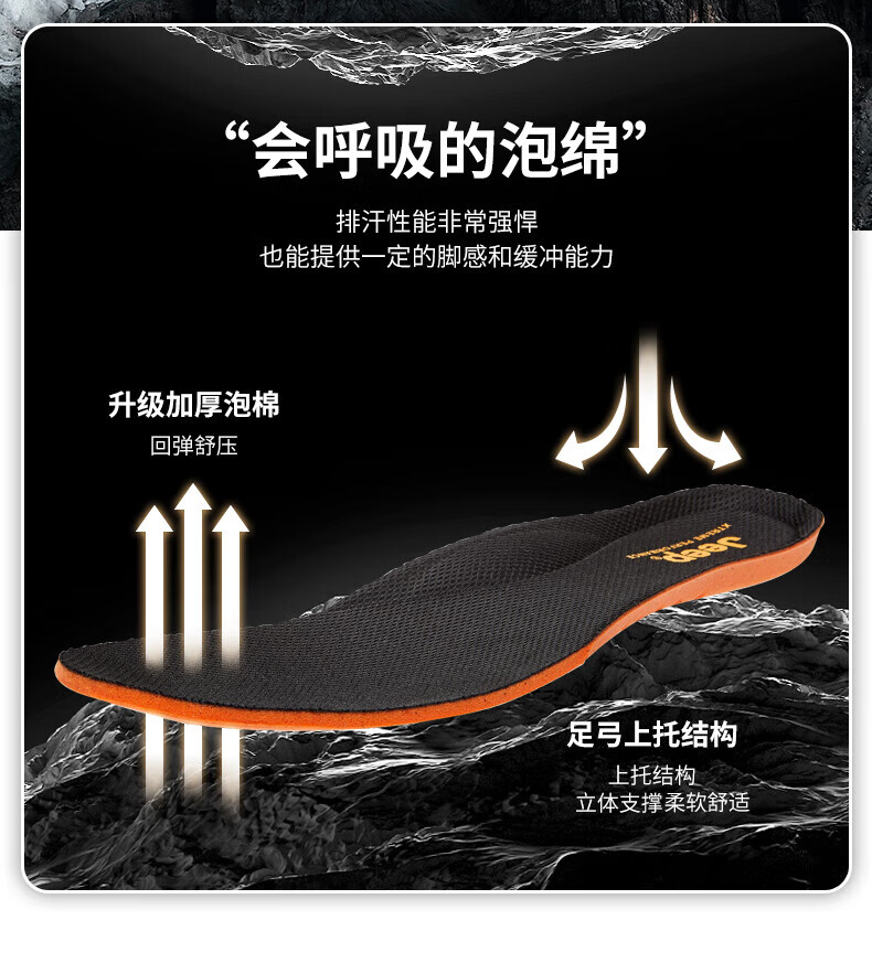 Jeep 吉普 徒步鞋男 户外防水运动鞋防寒保暖休闲男鞋抓地登山鞋 2603 墨蓝 41码