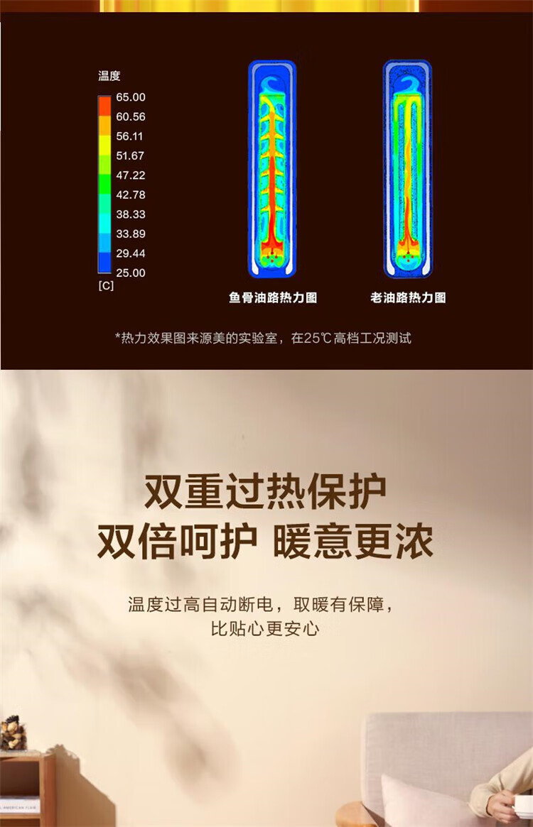 美的（Midea）取暖器电暖器烤 NYX-G1 火炉油汀13片家用办公室干衣2200W恒温