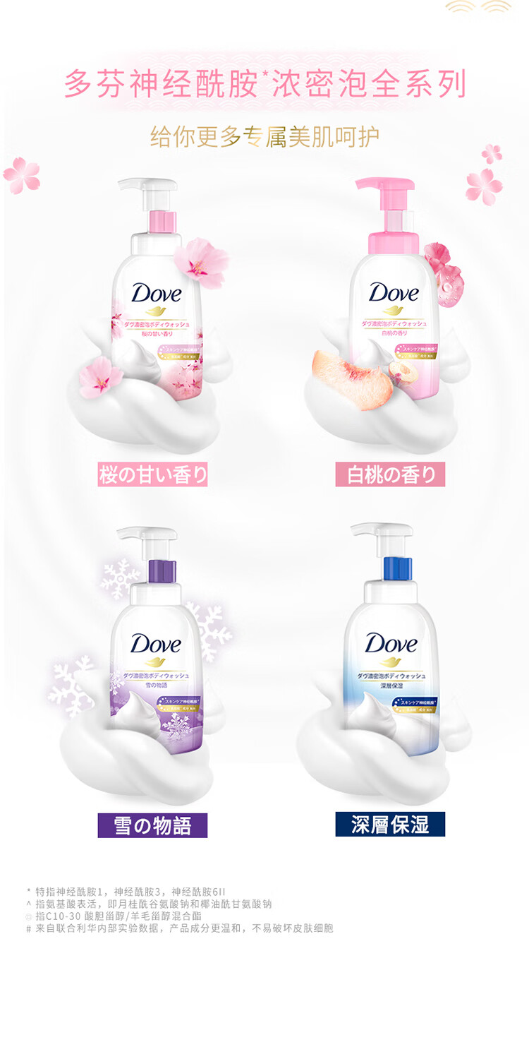 多芬(DOVE)樱花甜香浓密沐浴泡泡沐浴露400ml沐浴乳男女通用