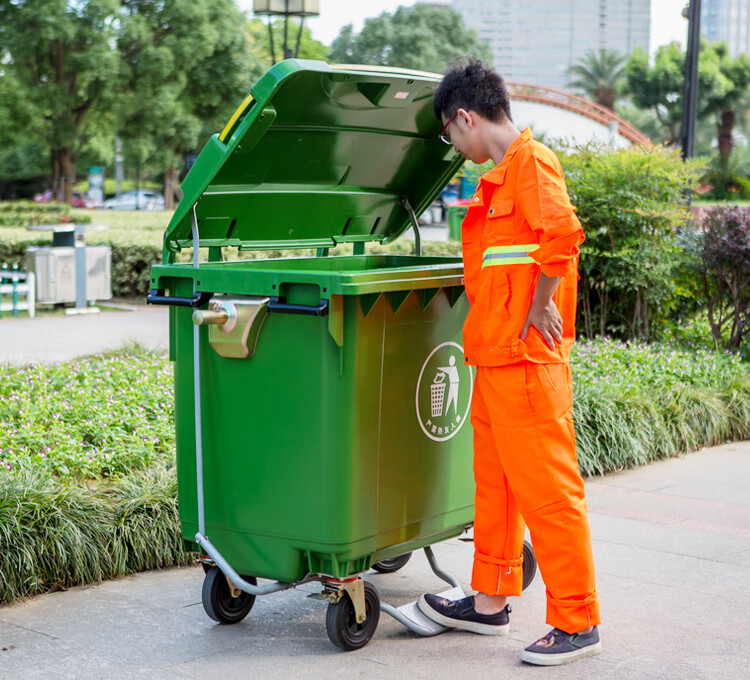 兰诗（LAUTEE）ZTL-1100A-1 环卫垃圾车手推清洁车有脚踏 绿色1100L