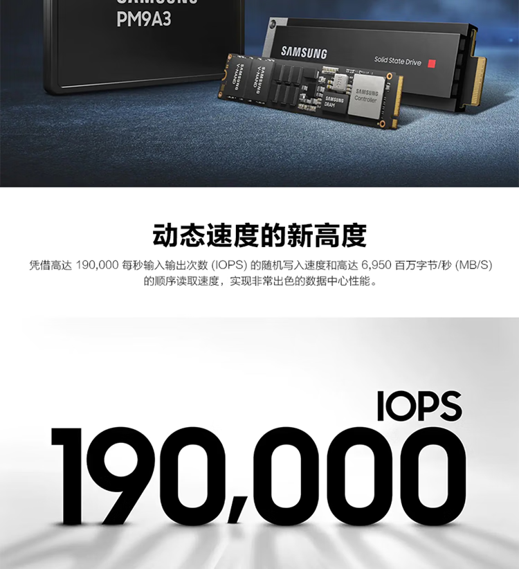 三星（SAMSUNG） PM9A3固态硬盘企业级PCIE 4.0 U.2接口 3.84T