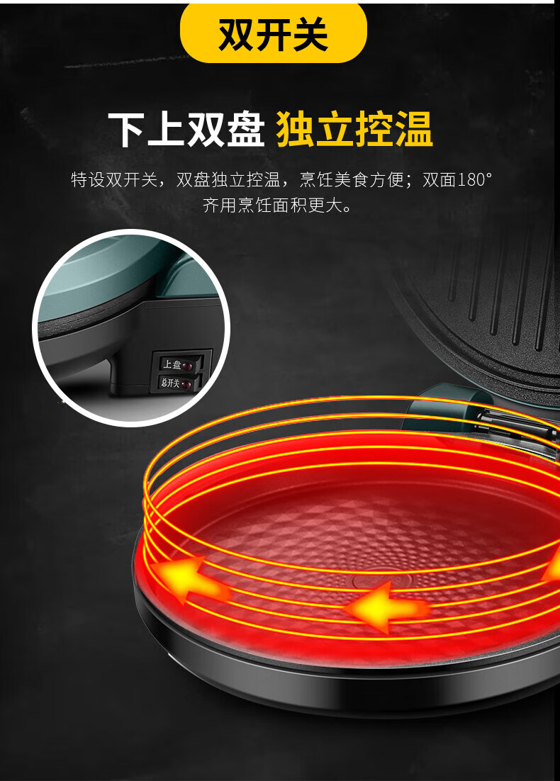 苏泊尔（SUPOR）煎烤机电饼铛煎烤机双面家用 1500W上下烤盘立体加热速煎快烤JJ30A248
