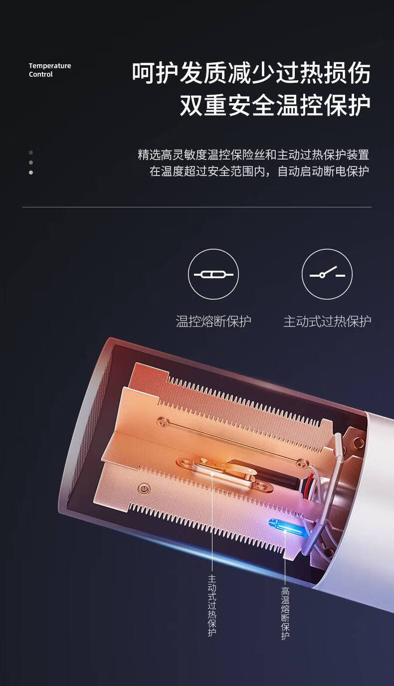 小适家用大功率负离子吹风机 恒温护发电吹风机 快干 一键冷热风 A1801P 茱萸粉