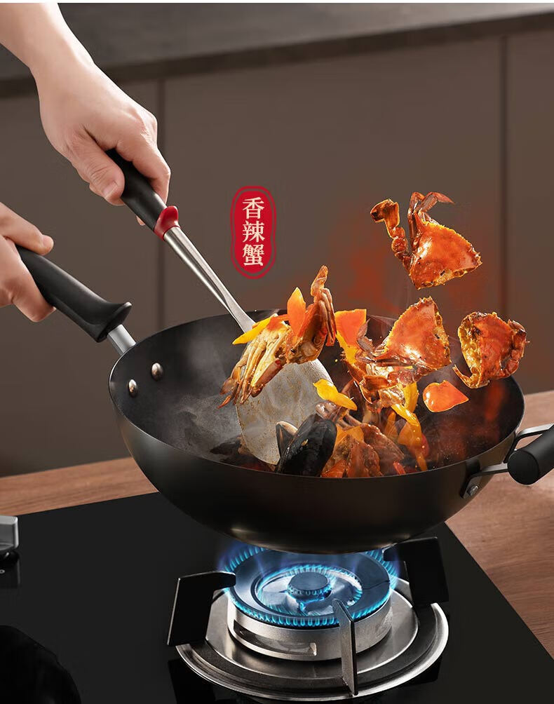 苏泊尔（SUPOR）臻铁无涂层真不锈精铁炒锅32cm可立盖燃气专用炒菜锅FC32H7