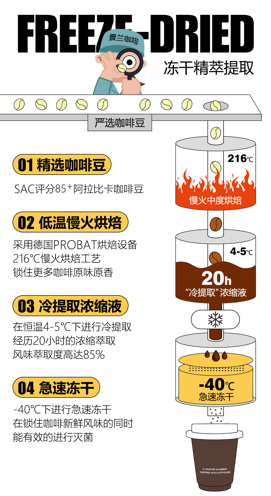 景兰（JINGLAN） 85% 新鲜萃取冻干意式咖啡 12罐  盒装
