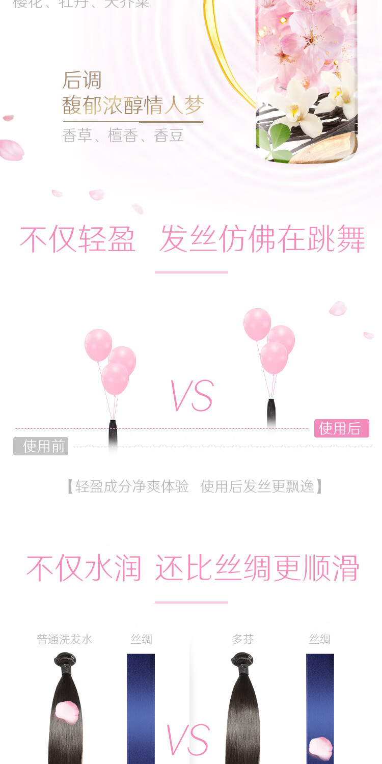 多芬(DOVE)柔顺盈润洗发露樱花柔顺470ml针对毛糙暗淡发质