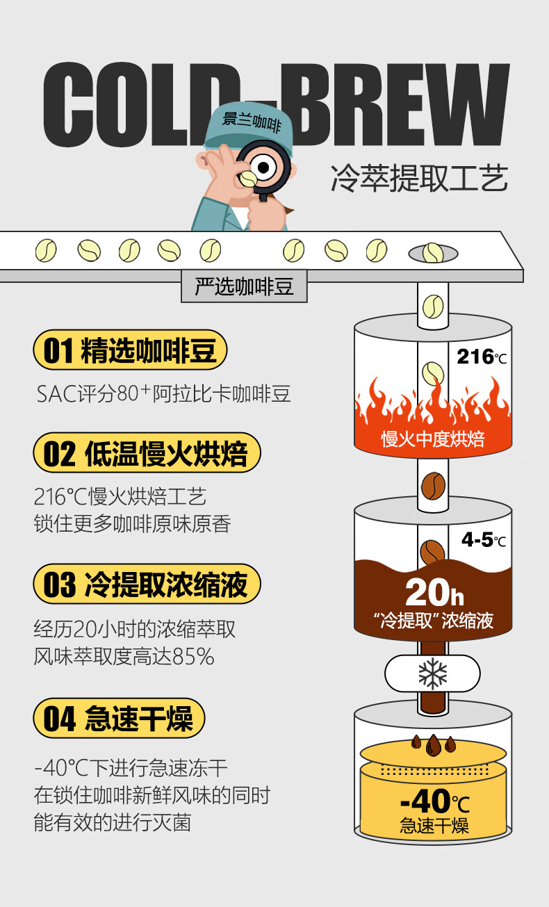 景兰（JINGLAN） 1952保山小粒 冷萃咖啡 6 罐 盒装