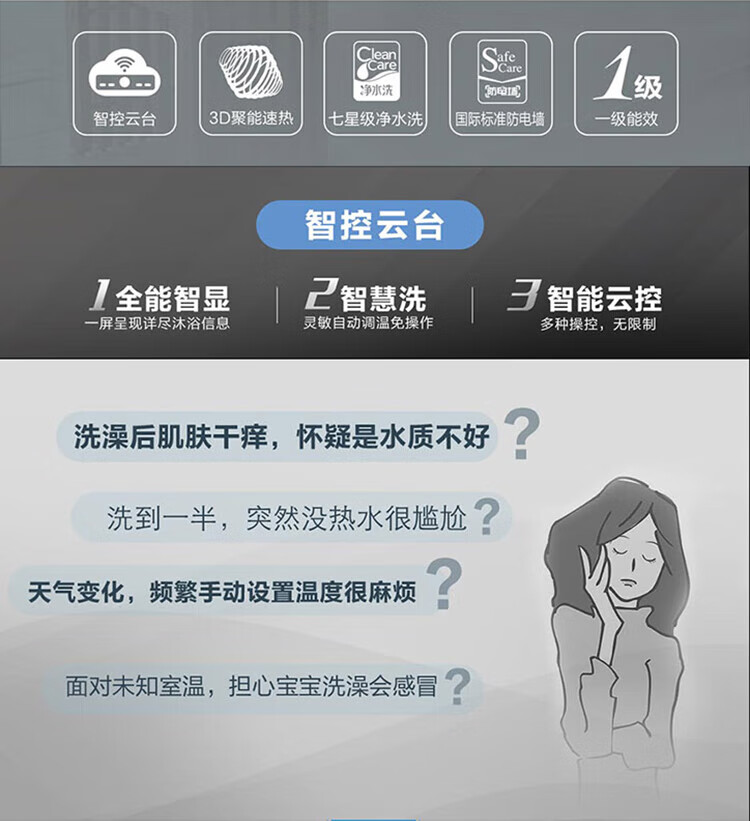 海尔（Haier）纤薄版60升商用家用电热水器储水式小尺寸3000W 3D速热净水洗 ES60H-TY5(5AU1)