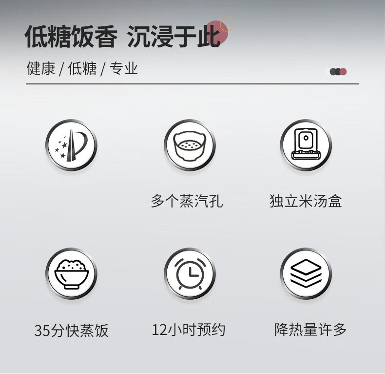 臻米家用电饭锅米汤分离减少淀粉少糖健康 养生智能多功能锅3L 白色【X2Pro】