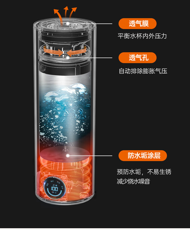 臻米电热水杯保温杯便携式烧水壶办公礼品保温壶蓝色 随身便携热水杯【C1】