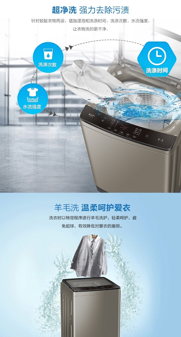 海尔（Haier）洗衣机波轮12公斤大容量全自动强劲水流幂动力净柔洗护羊毛洗智能预约洗衣机XQB120-F128