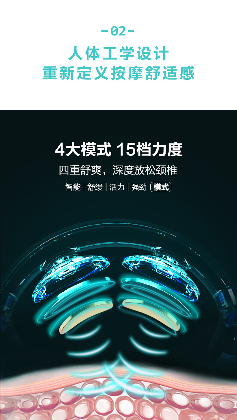 SKG颈椎按摩仪 肩颈按摩器 柔软硅胶亲肤方便携带 三档热敷颈椎按摩器 K6 炫彩晨曦白
