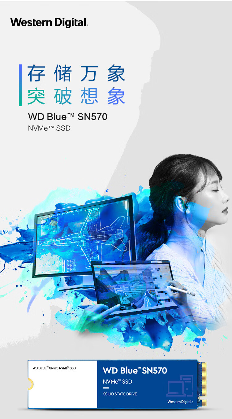 西部数据（WD）SN570系列WDS250G3B0C固态硬盘256G/M.2接口(NVMe协议)