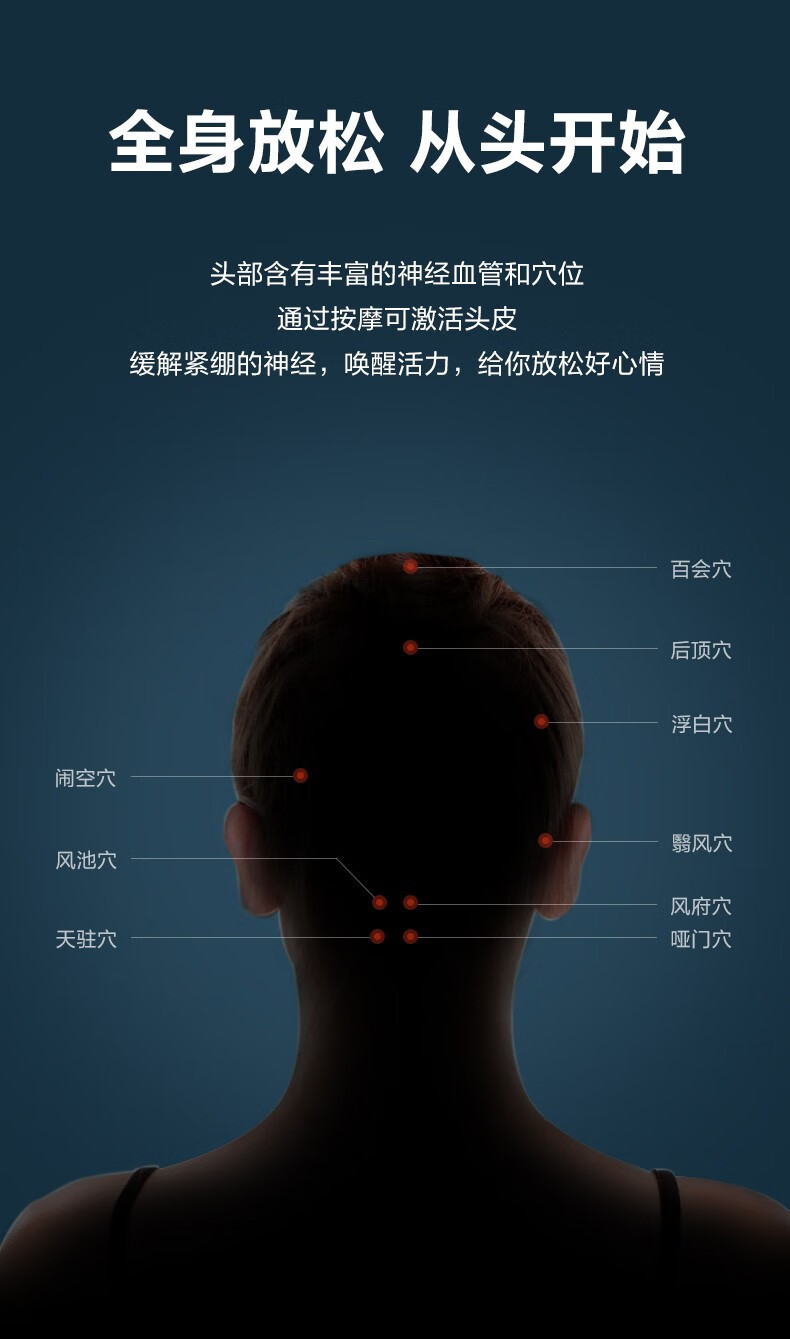 SKG头部按摩仪 干湿两用 放松头皮轻巧便携 可拆卸易清洁 BC3