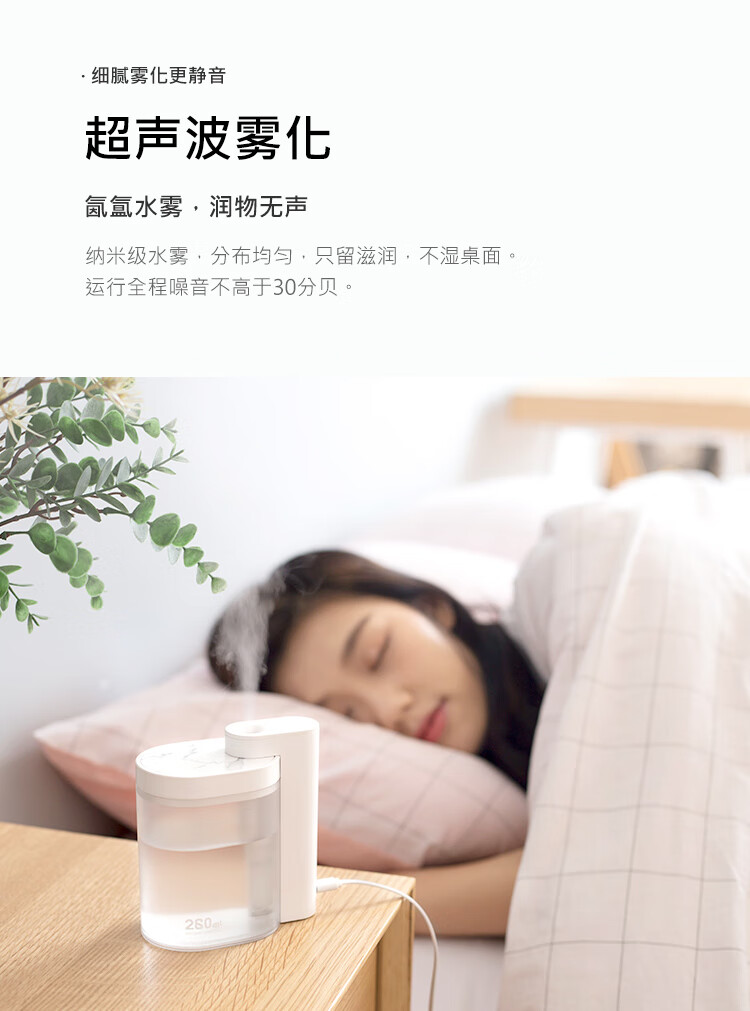 向物（SOTHING）几何加湿器迷你小型卧室 家用办公室usb桌面静音 写意白DSHJ-H-002标准版