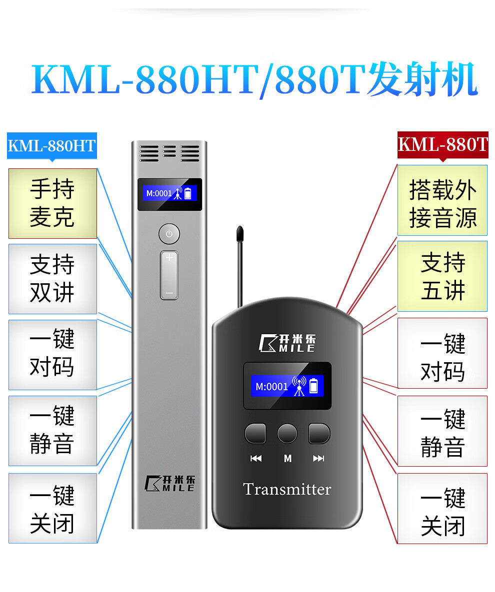 开米乐（KAIMILE） 无线讲解器一对多三讲企业讲解参观同声传译设备政府工厂解说KML-880系列 KML-880R接收机