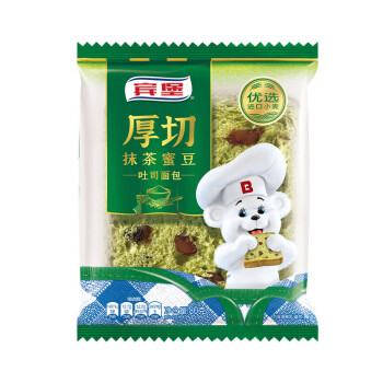 宾堡 甜品点心早餐面包办公室糕点员工福利 厚切抹茶蜜豆吐司80g*6个