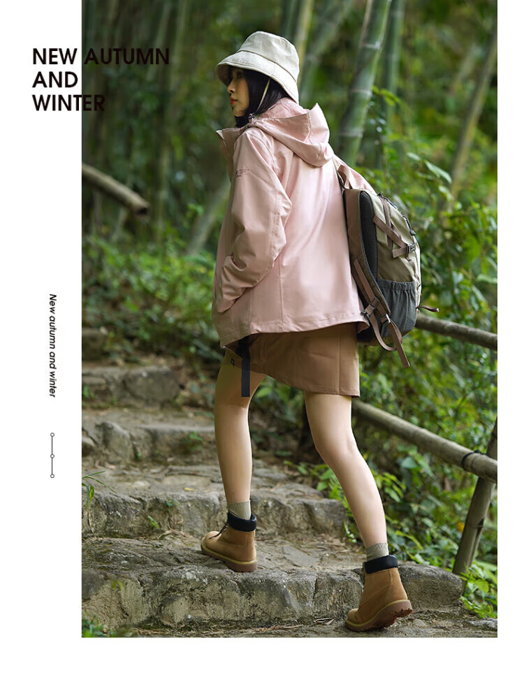 CAMEL 骆驼冲锋衣女三合一可拆卸加绒加厚两件套户外登山服装冬 U1W1TR342 女丁香紫L