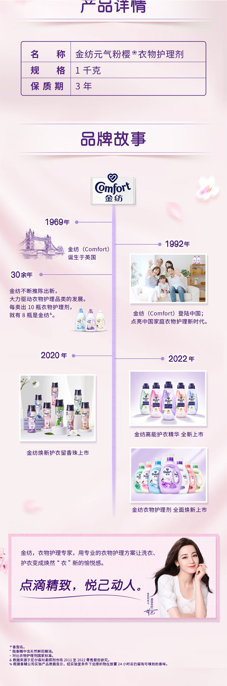 金纺 柔顺剂衣物护理剂 淡雅樱花瓶装 1kg