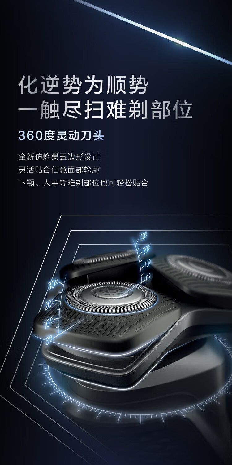 飞利浦剃须刀电动全新黑蜂巢5系剃胡刀刮胡刀三刀头1小时快充胡须刀生日礼物 S5831/01