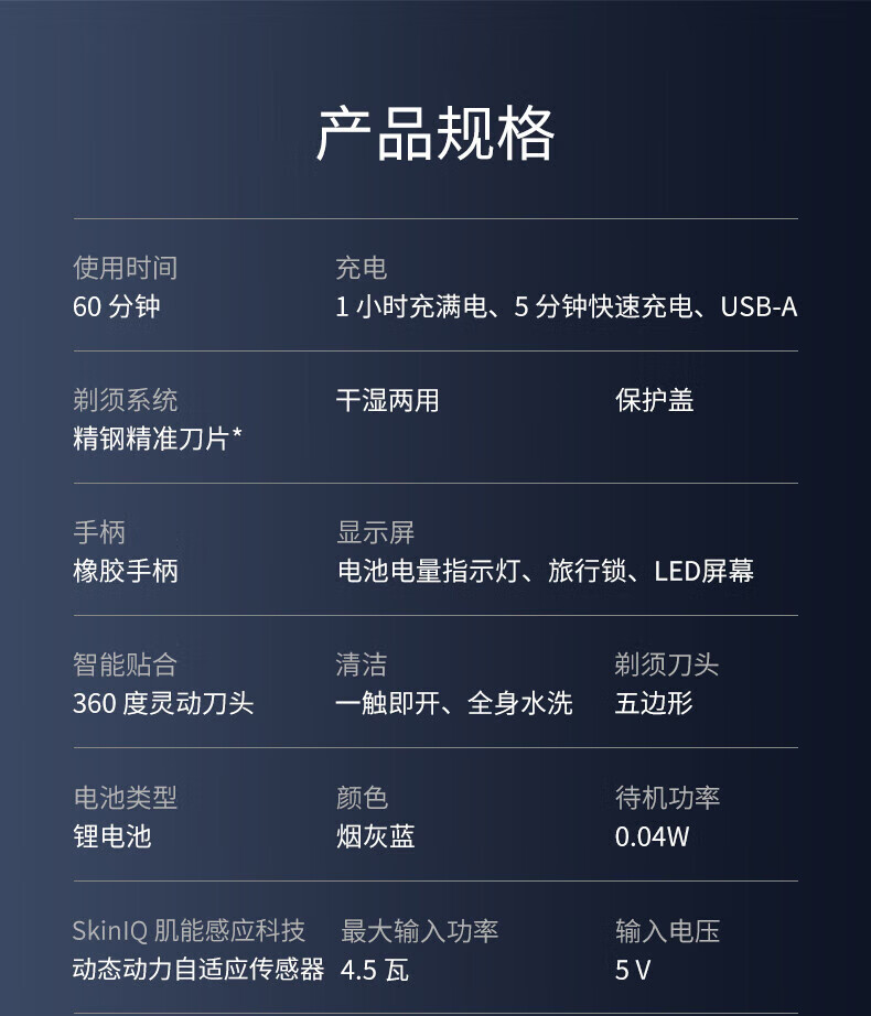 飞利浦（PHILIPS） 男士剃须刀电动刮胡刀1小时快充胡须刀送男友送父亲礼物 【S5532升级款丨USB充电】S5832