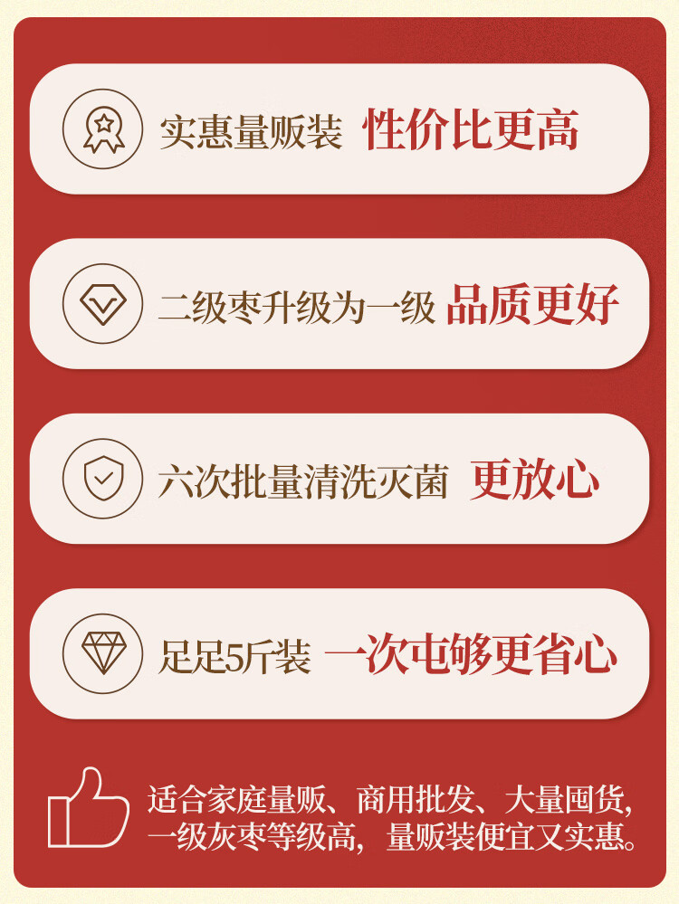 西域美农 阿克苏灰枣5斤 自然吊干新疆小红枣 散装若羌枣子2500g超值装