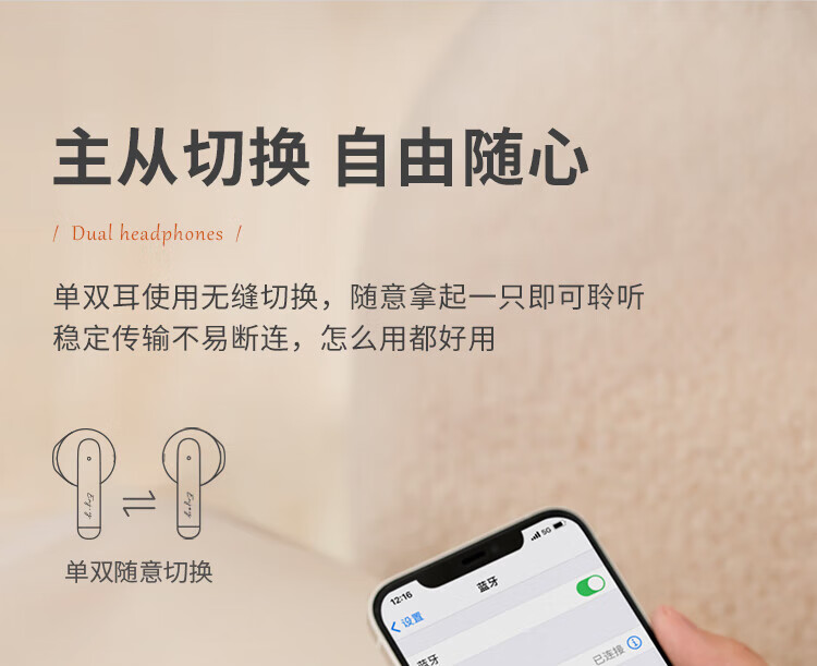 漫步者 (EDIFIER) 真无线蓝牙耳机 通话降噪 半入耳式耳机 苹果华为小米手机 N2 Pods? 雾霾蓝 EDF280014