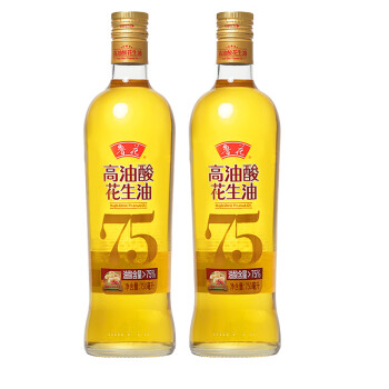 鲁花 物理压榨食用油 高油酸花生油750ml*2