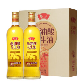 鲁花 物理压榨食用油 高油酸花生油750ml*2精装礼盒