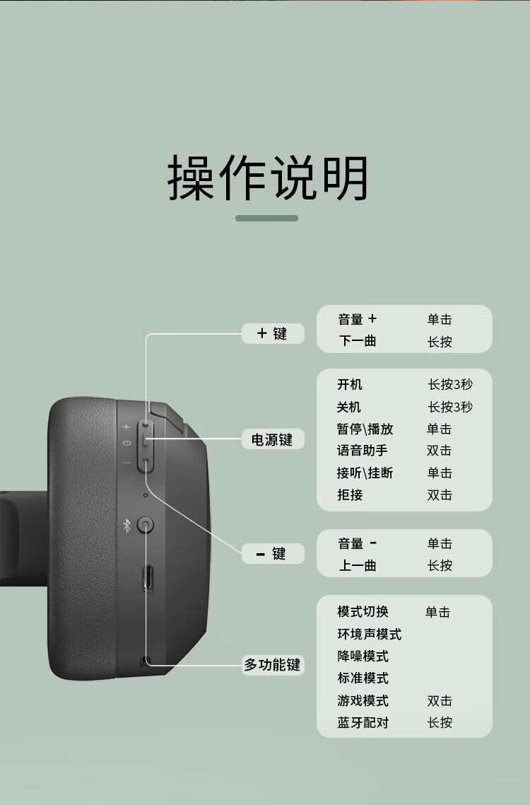 漫步者 (EDIFIER) W820NB 主动降噪耳机 头戴蓝牙耳机 手机耳机 音乐耳机 湖光蓝 EDF280014