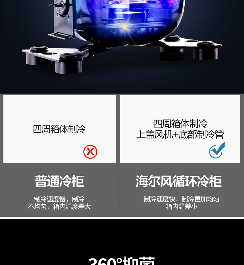 海尔（Haier）冰柜商用大容量429升 零下40℃超低温冷藏冷冻海鲜深冷冰箱 速冻无霜智能控温冷柜BC/BD-429HEM
