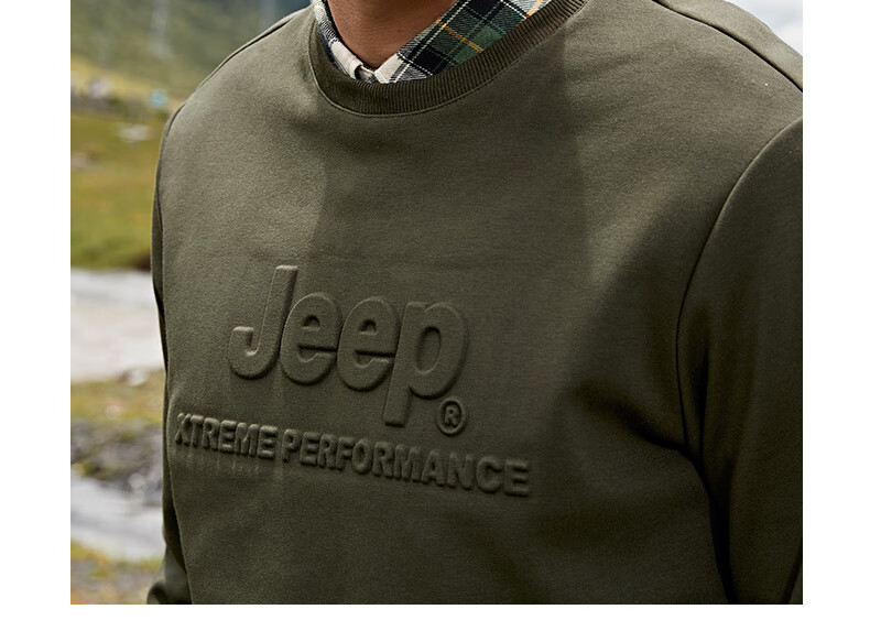 Jeep休闲生活系列卫衣男式卫衣J032094366军绿XL