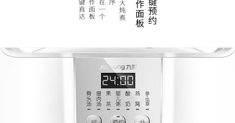 九阳（Joyoung）电炖锅电砂锅隔水炖预约预热陶瓷燕窝炖汤煲粥家用多功能炖肉1.8L白瓷炖锅D-18G1 白
