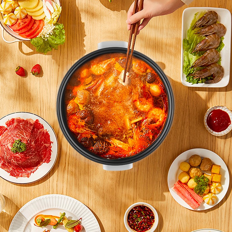 韩国现代（HYUDNAI）网红多功能锅料理锅家用电火锅多用途锅家用一体小型炒菜煮面锅 LC-HG1395