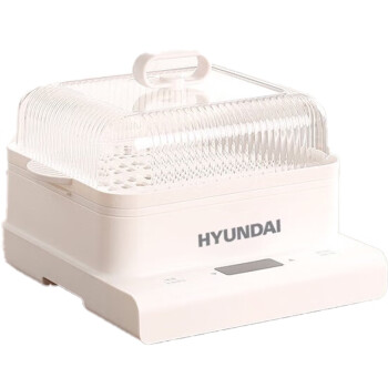 韩国现代（HYUDNAI）多功能家用三层18L大容量蒸蛋器蒸汽锅电蒸笼蒸箱小早餐机可视电蒸锅LC-DZG5807白色