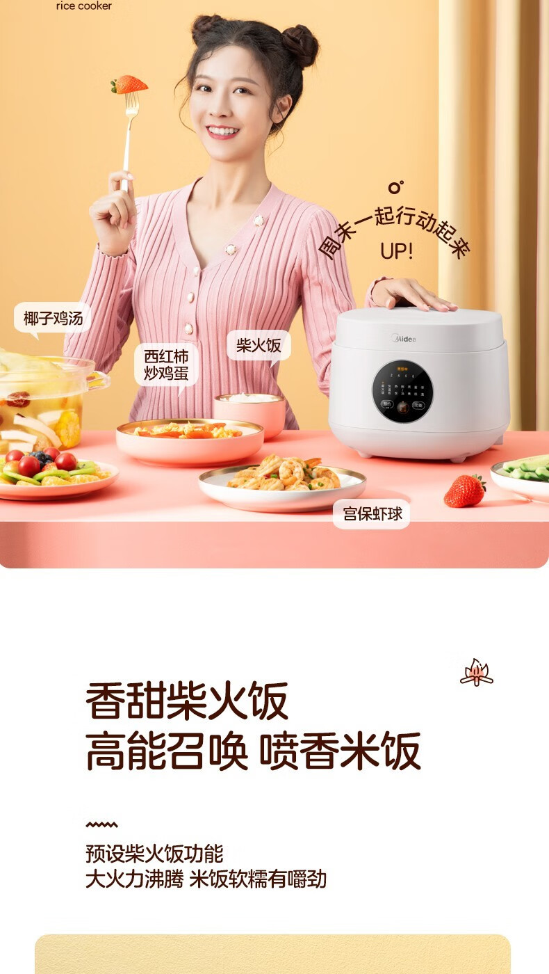 Midea美的电饭煲家用3L智能预约简约饭煲柴火饭多功能电饭锅小型迷你煮饭锅 精巧容量 MB-FB30M161