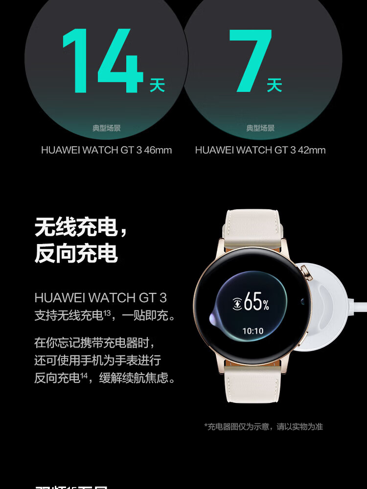 华为WATCH GT3 手表 运动智能手表 精准心率/蓝牙通话/血氧检测 雅致款 42mm 浅金色