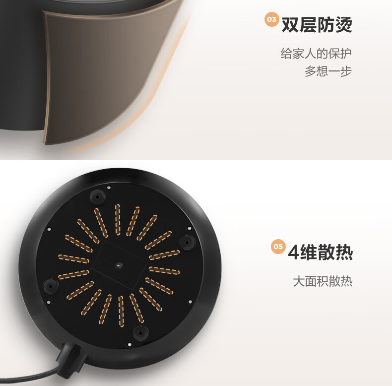 美的（Midea）空气炸锅 4.2L家用煎炸锅 无油低脂电炸锅MF-KZ42E101 经典色