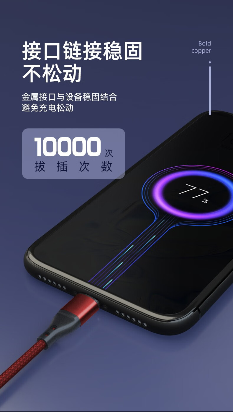 忆捷（EAGET）Type-C/安卓/苹果手机三合一快充充电线iPhone苹果充电线 墨绿