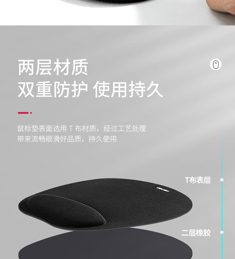 得力（deli）鼠标垫桌垫键盘垫 办公游戏鼠标垫 办公快捷键鼠标垫 升级版-腕托鼠标垫-83003 2块 办公用品