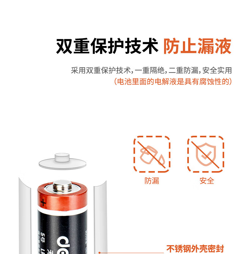 得力（deli）碱性电池 电视遥控鼠标干电池 5号 四粒/卡 18501 5卡装 办公用品