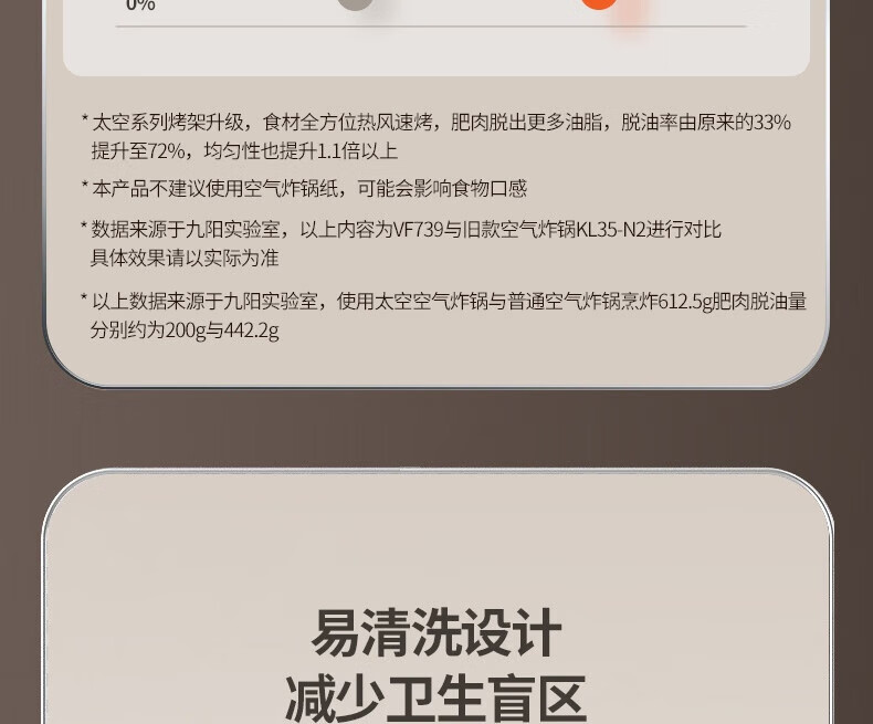 九阳（Joyoung）KL50-太空空气炸锅 免翻面 家用智能 5.5L大容量 KL55-VF739